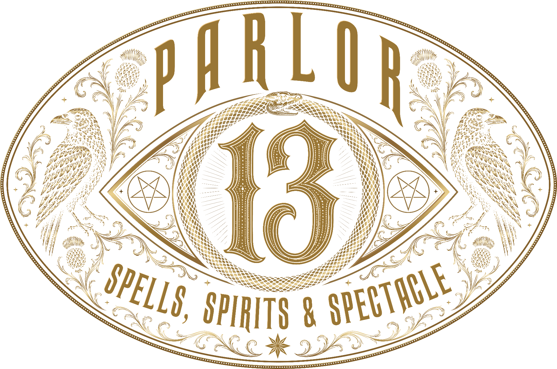 Parlor 13 ornate oval emblem